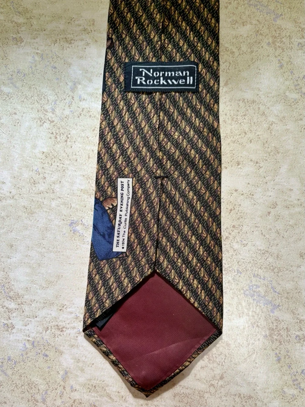 Vintage Norman Rockwell Novelty Tie - Gentleman Walking Dog - 1994 - 100% Silk
